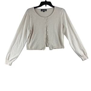 Sweet & Sinful Button Up Crop Sweater Cardigan Women's XL Cream Preppy Academia